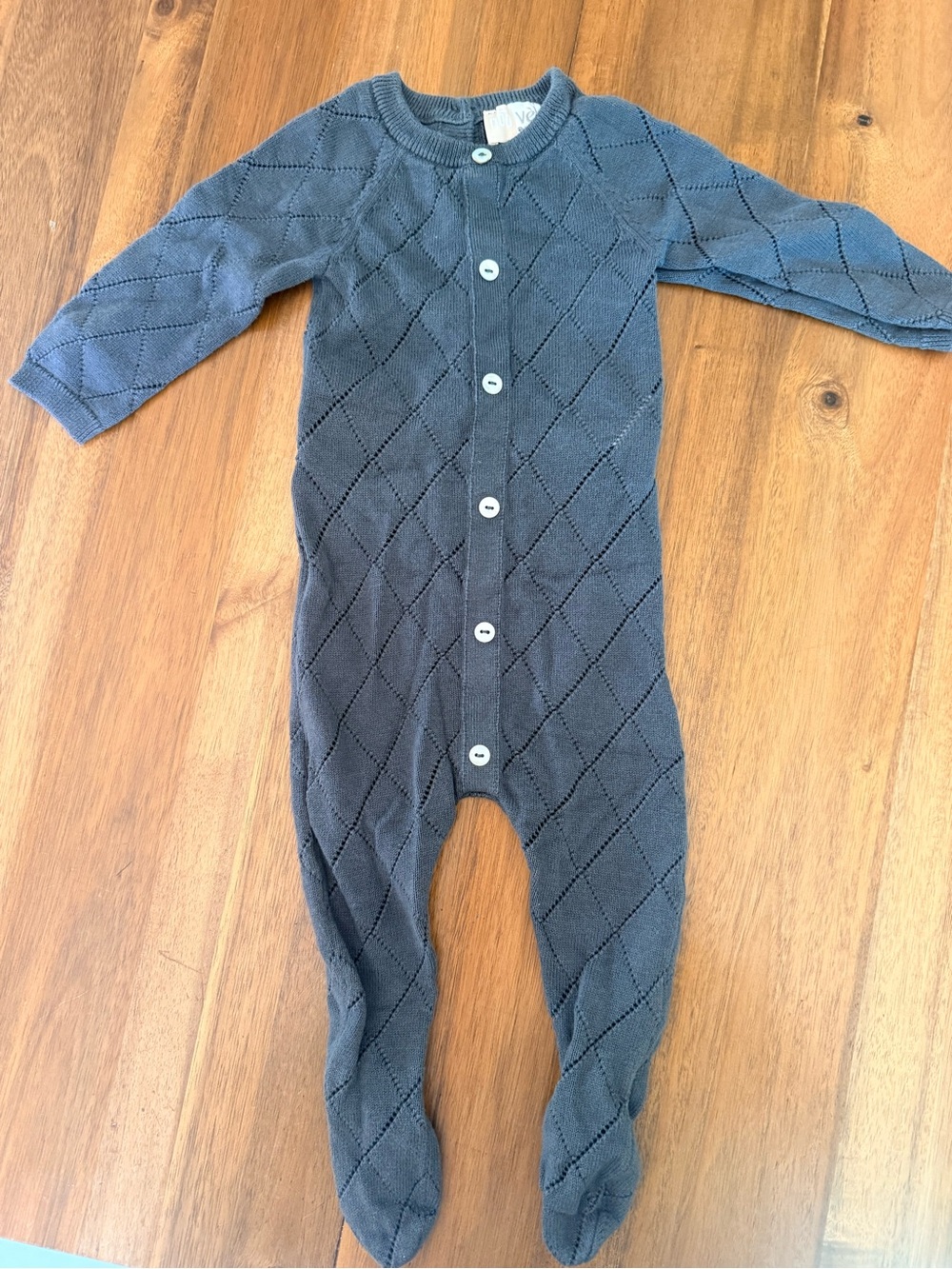 Knit Footed One-Piece in Charcoal